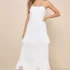 Women’s Briarwood White Lace Ruffled Midi Dress