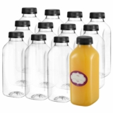 12-Pack 16 Oz Empty Plastic Juice Bottles with Lids