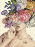 Dimensions Gold Collection Petites – Garden Lady Counted Cross Stitch Kit, 18 Ivory Aida, 5” x 7″