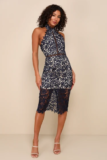 Women’s Divine Destiny Navy Blue Lace Midi Dress