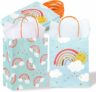 36 Pack Medium Sized Rainbow & Clouds Themed Gift Bags with White Tissue Paper