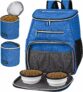 Dog Travel Backpack with 2 Silicone Collapsible Bowls and 2 Food Baskets