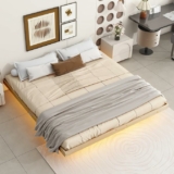 Floating Bed Frame with LED Lights, King Size