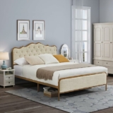 Queen Size Classic Buckle Backrest Platform Bed Frame