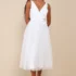 Women’s Whimsical Spirit Ivory Lace Tiered Backless Midi Dress