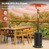 EAST OAK Anti-rust 50,000 BTU Patio Heater for Outdoor Use With Wheels, Double-Layer Stainless Steel Burner and Table Design, Propane Patio Heater for Home and Commercial, Stainless Steel