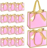 50 PCS Small Gift Bags with Handles,Pink