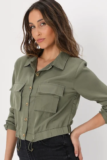 Women’s Eldora Olive Green Cropped Utility Jacket