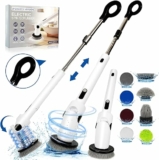 Electric Spin Scrubber with Long Handle & 8 Replacement Heads