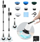 Cordless Electric Spin Scrubber with 7 Replaceable Drill Brush Heads and 54 Inch Adjustable Extension Arm