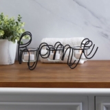 Elements Metal Wire Home Sentiment Votive Holder, 3 Glass Votive Cups