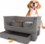 Elevated Dog Bowl Stand Set w/ 2 Stainless Steel Pet Food Bowls