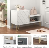 Entryway Shoe Bench, Storage Bench with 2 Compartments & Adjustable Shelf