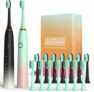2 Pack Sonic Electric Toothbrush with 14 Dupont Brush Heads