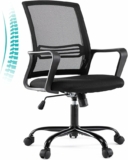 Mid Back Mesh Office Desk Rolling Swivel Task Chair with Lumbar Support Armrests,