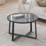 27.6″ Round Coffee Table with Tempered Glass Surface