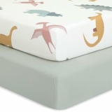 2-Pack Evolur Rawrsome Light Crib Sheet, Fitted Crib Sheet for Standard Crib and Toddler Mattress