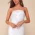 Marvelously Lovely White Tulle Embroidered Strapless Mini Dress