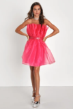 Women’s Extravagant Presence Hot Pink Sequin Strapless Mini Dress