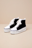 D’Amelio Footwear Women’s Eyekonn Black and White High Top Platform Lace-Up Sneakers