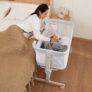Portable Baby Bassinet Bedside Sleeper  with Adjustable 7 Heights and All Mesh Sides, Mattress & Sheet Included