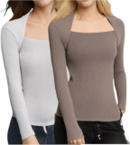 2-Pack Women’s Square Knit  Ribbed Knit Sweater Top