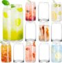 12-Pack Drinking Glass Soda Shaped Cups with Straws, 16oz