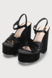 Women’s Falura Black Velvet Knotted Platform High Heel Sandals