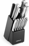 15-Piece Farberware High-Carbon Stamped Stainless Steel Kitchen Knife Set with Wood Block