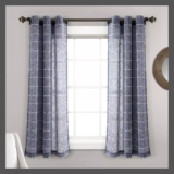 Set of 2 (63″x38″) Farmhouse Textured Grommet Sheer Window Curtain Panels Navy