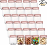 30 Pack 5 Ounce Clear Plastic Jars Containers with Rose Gold Lids