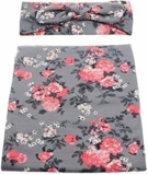 2-Pc Baby Floral Print Receiving Blanket & Headband Set