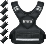 Feyachi Adjustable Weighted Vest – 3-12 lbs/12-20 lbs/20-32 lbs X Type Weight Vest with Reflective Stripe Ideal for Running Workout and Training