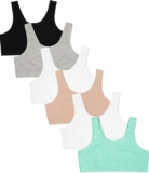 6-Pack Fruit of The Loom Girls’ Cotton Built-up Stretch Sports Bra