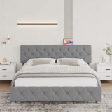 Full Size Bed Frame w/ USB Ports Charging Station