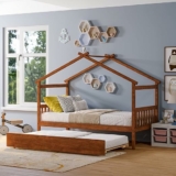 Full Size House Bed with Twin Size Trundle