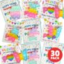 30-Pack Kids Valentines Day Cards with Popit Fidget Toy (Unicorn, Butterfly, Robot, & More)