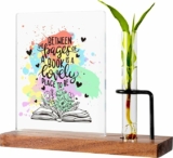 Acrylic Desk Plaque-Between the Pages of a Book Decor Sign w/ Plant Holder