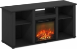 Furinno Jensen Fireplace TV Entertainment Center with Open Storage Compartment for TV up to 55 Inch