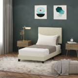 Furinno Laval Button Tufted Upholstered Platform Bed Frame, Twin