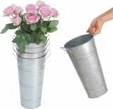4Pcs 10.6In Galvanized Vases for Flower French Metal Flower Bucket