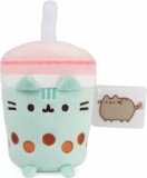 GUND Pusheen Boba Tea Cup Plush Cat Stuffed Animal for Ages 8 and Up, Green/Pink, 6”