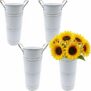 4-Pack Galvanized Flower Bucket French Rustic Floral Metal Vases with Handles, 9″