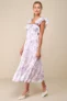 Women’s Genuine Sweetness Light Pink Floral Jacquard Lace-Up Midi Dress