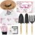 7 Piece Womens Gardening Kit with Pink Gardening Tools,Straw Hat, Floral Gardening Apron and Gloves
