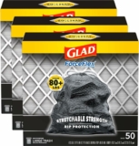 3-Pack 50-Count Glad Trash Bags, ForceFlexPlus Drawstring Large Garbage Bags – 30 Gallon