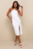 Women’s Glamorous Adornment Ivory Halter Strappy Bow Midi Dress