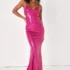 Flirtatious Glamour Hot Pink Rhinestone Backless Maxi Dress