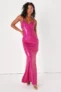 Women’s Glamorous Affair Magenta Sequin Cutout Maxi Dress