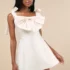 Absolutely Luxe Cream Textured Pearl Halter Mini Dress
